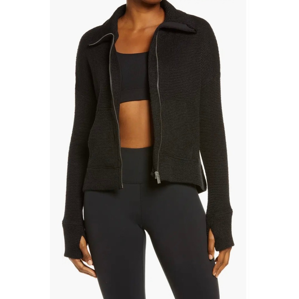 Sweaty Betty Restful‎ Boucle Jacket Full Zip Pockets Cozy Size M